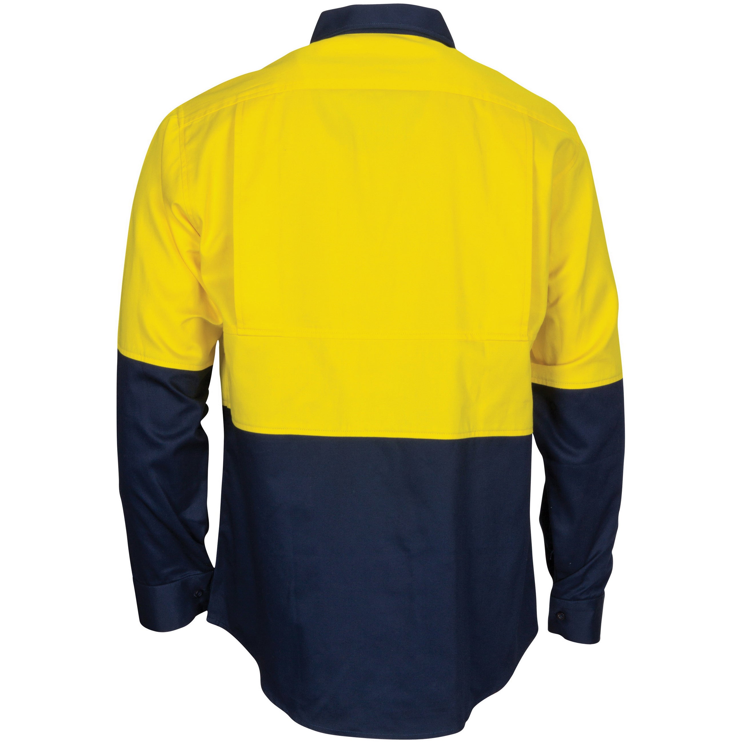 HiVis L/W Cool-Breeze Two Tone Vertical Vented Cotton Shirt with Gusset Sleeves - Long Sleeve