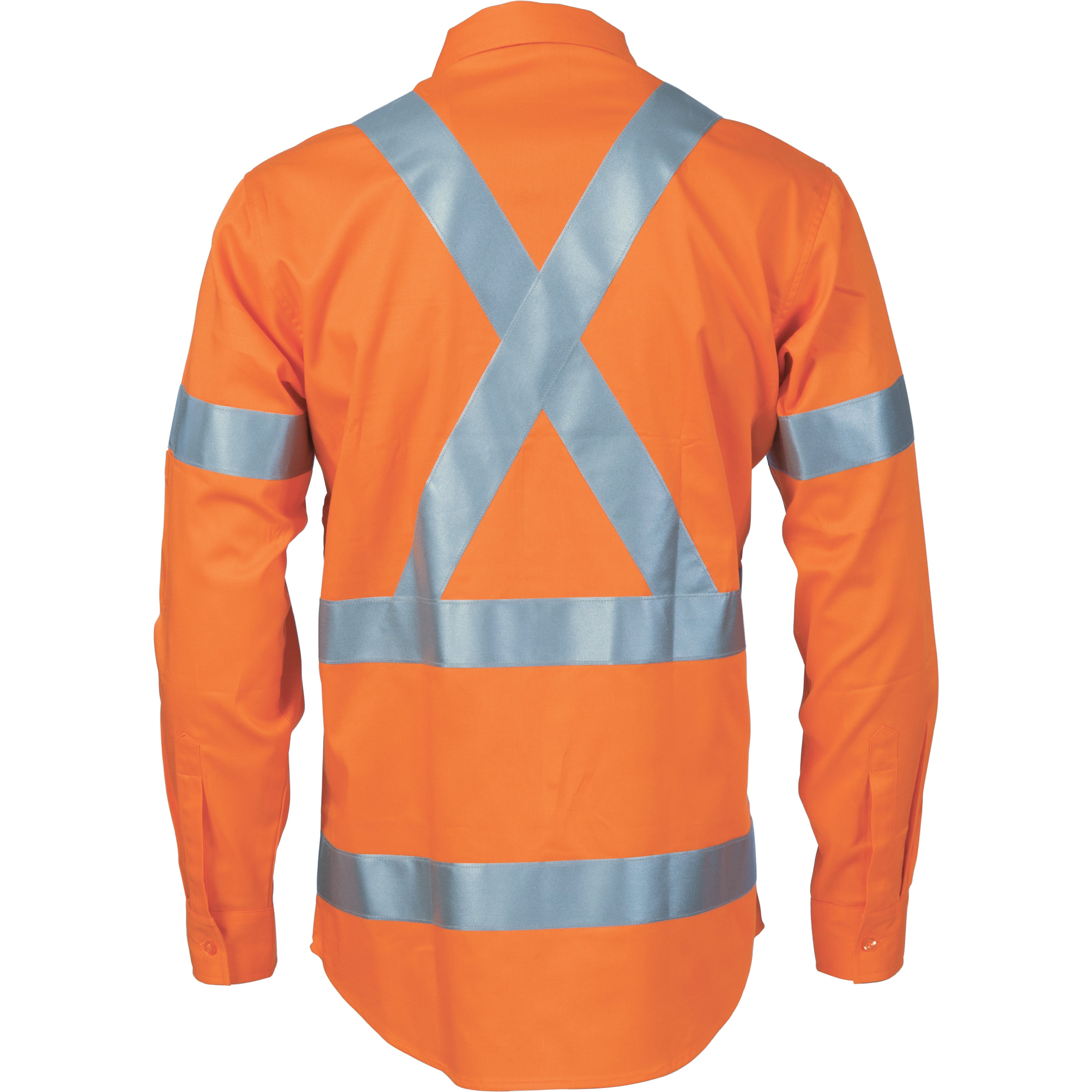 HiVis Cool-Breeze Cotton Shirt with "X" Back & Additional 3M R/Tape on Tail - Long Sleeve
