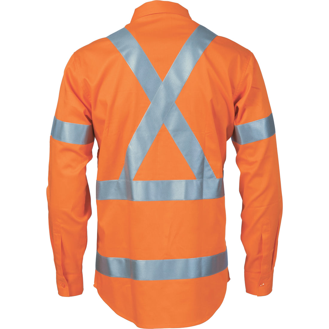 HiVis Cool-Breeze Cotton Shirt with "X" Back & Additional 3M R/Tape on Tail - Long Sleeve