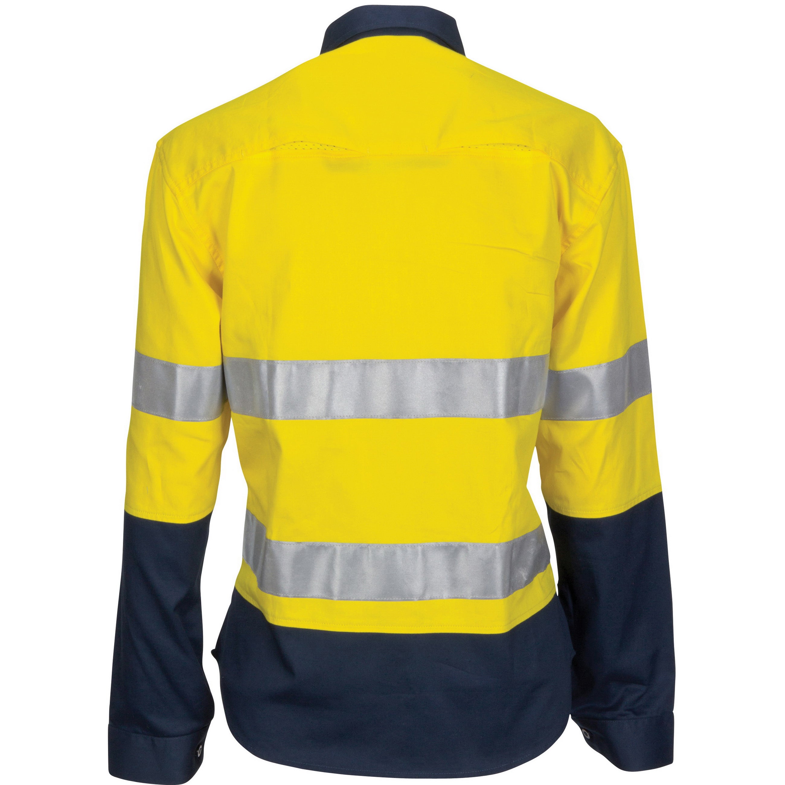Ladies HiVis 3 Way Cool-Breeze Cotton Shirt with Gusset Sleeve, CSR R/Tape - Long Sleeve