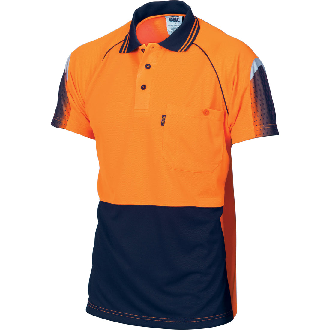 HiVis Cool-Breathe Sublimated Piping Polo - Short Sleeve - Orange/Navy
