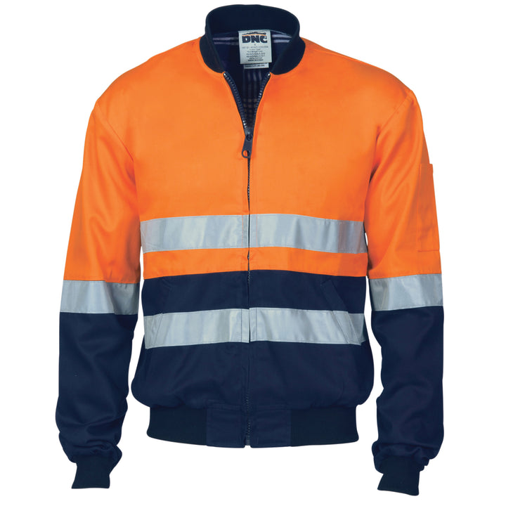 HiVis Two Tone D/N Cotton Bomber Jacket with CSR R/tape - Orange/Navy
