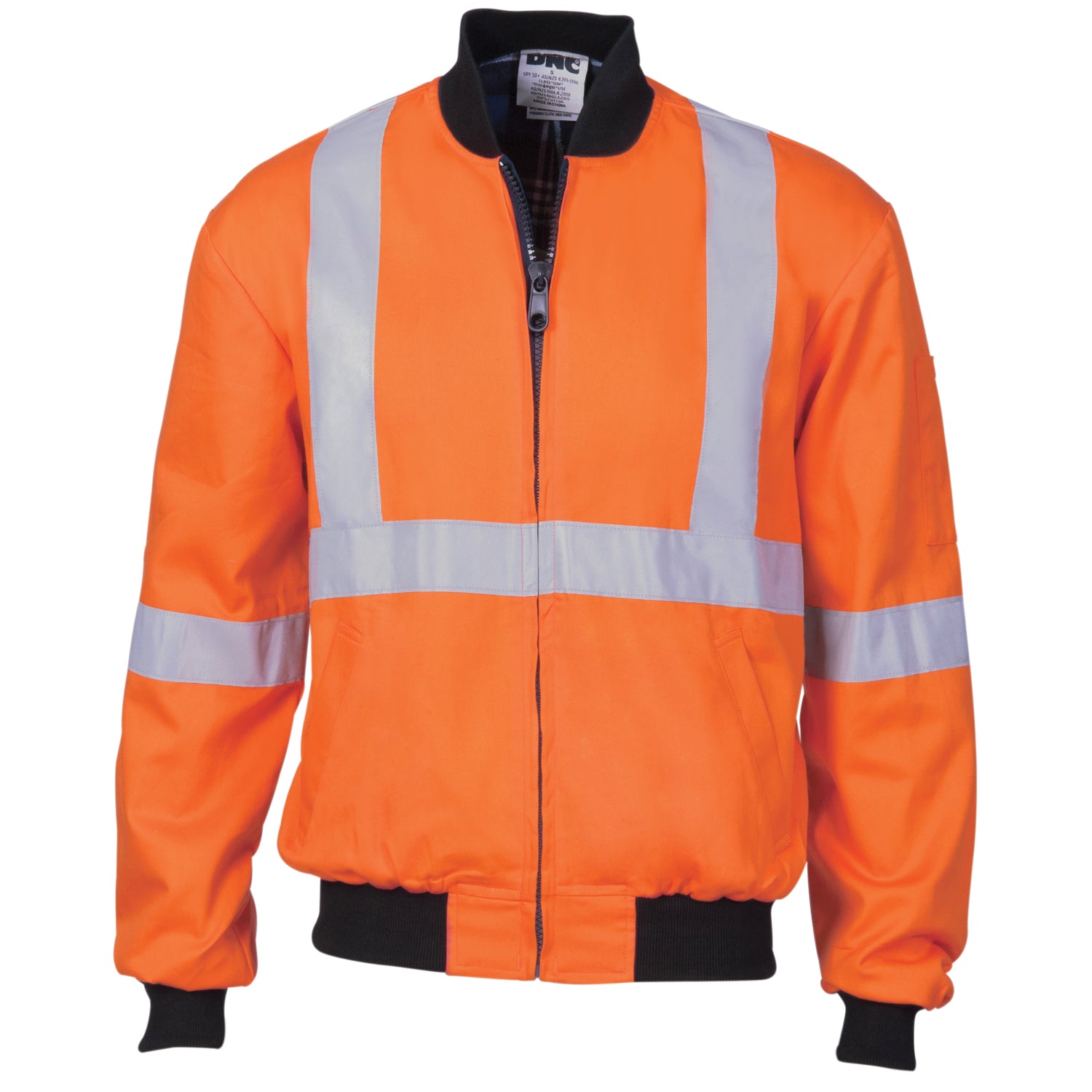 HiVis Cotton Bomber Jacket with "X" Back & Additional CSR R/Tape Below Tail - Rail Orange