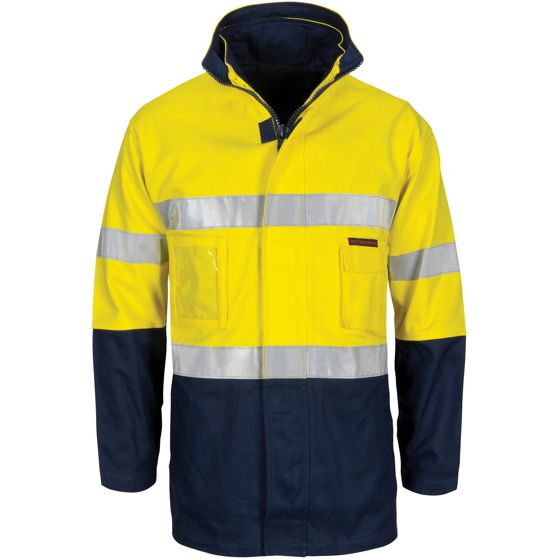 HiVis "4 IN 1" Cotton Drill Jacket with CSR R/Tape - Yellow/Navy
