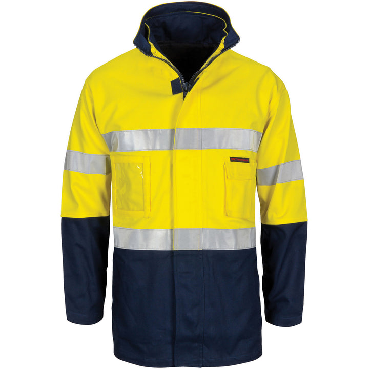 HiVis "4 IN 1" Cotton Drill Jacket with CSR R/Tape - Yellow/Navy
