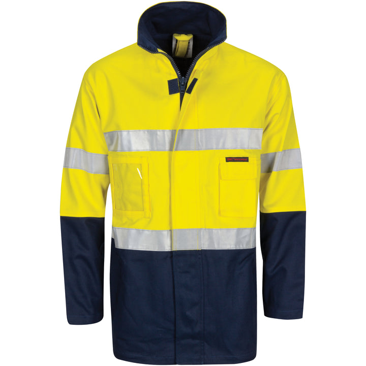 HiVis Cotton Drill "2 in 1" Jacket with CSR R/Tape - Yellow/Navy