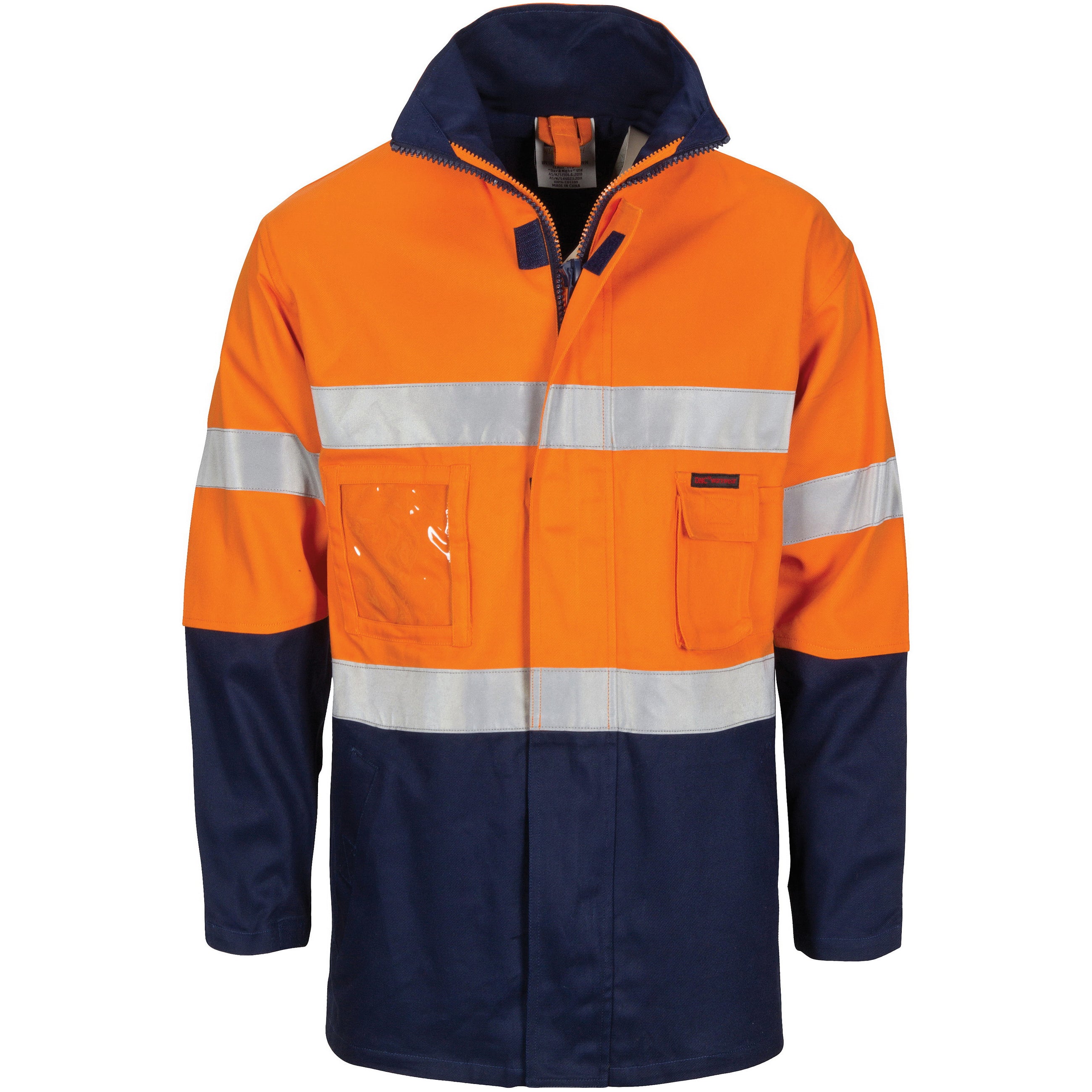 HiVis Cotton Drill "2 in 1" Jacket with CSR R/Tape - Orange/Navy