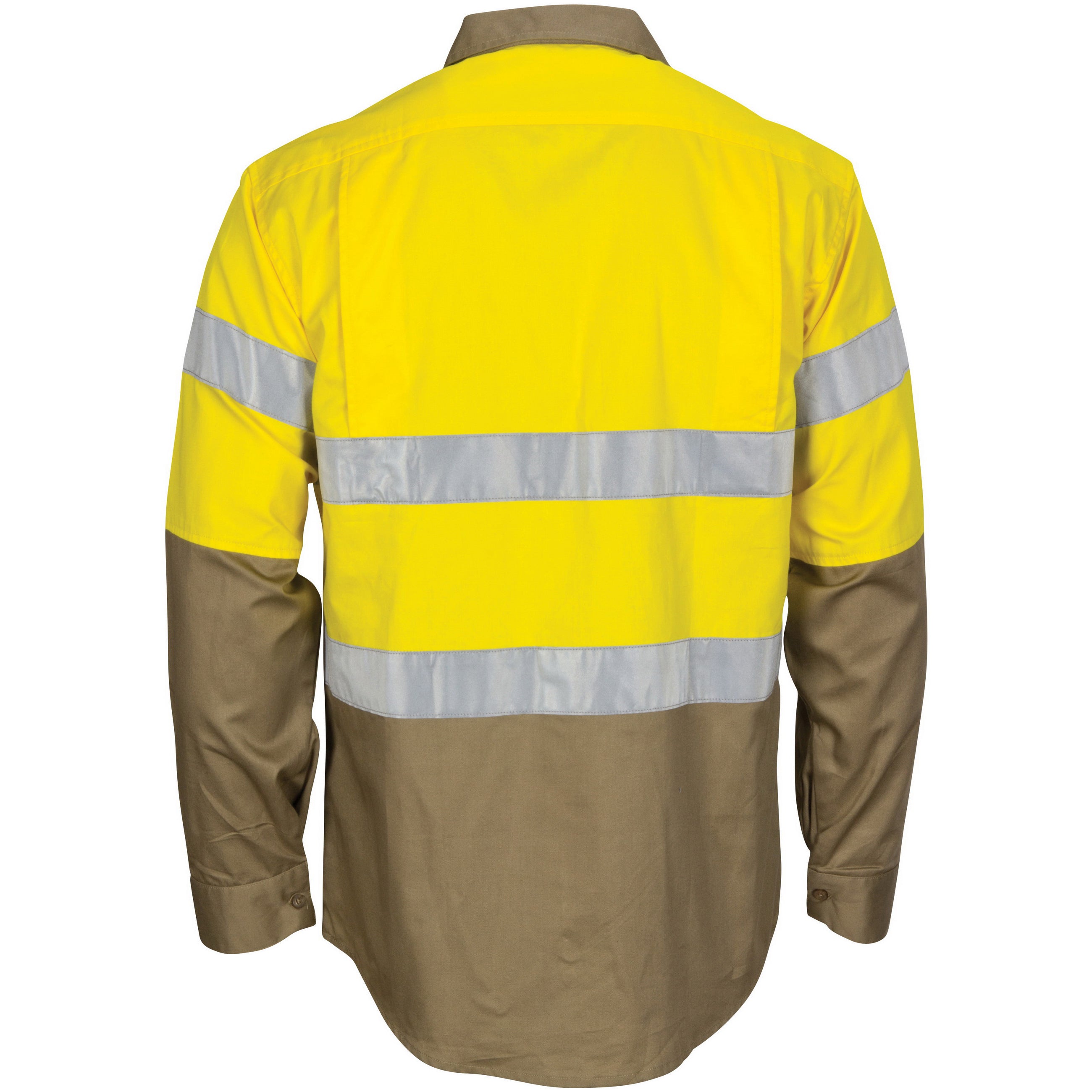 HiVis L/W Cool-Breeze Two Tone Vertical Vented Cotton Shirt with Gusset Sleeves CSR R/Tape - Long Sl