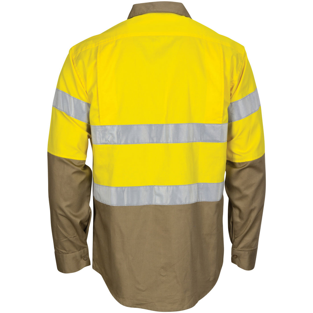 HiVis L/W Cool-Breeze Two Tone Vertical Vented Cotton Shirt with Gusset Sleeves CSR R/Tape - Long Sl