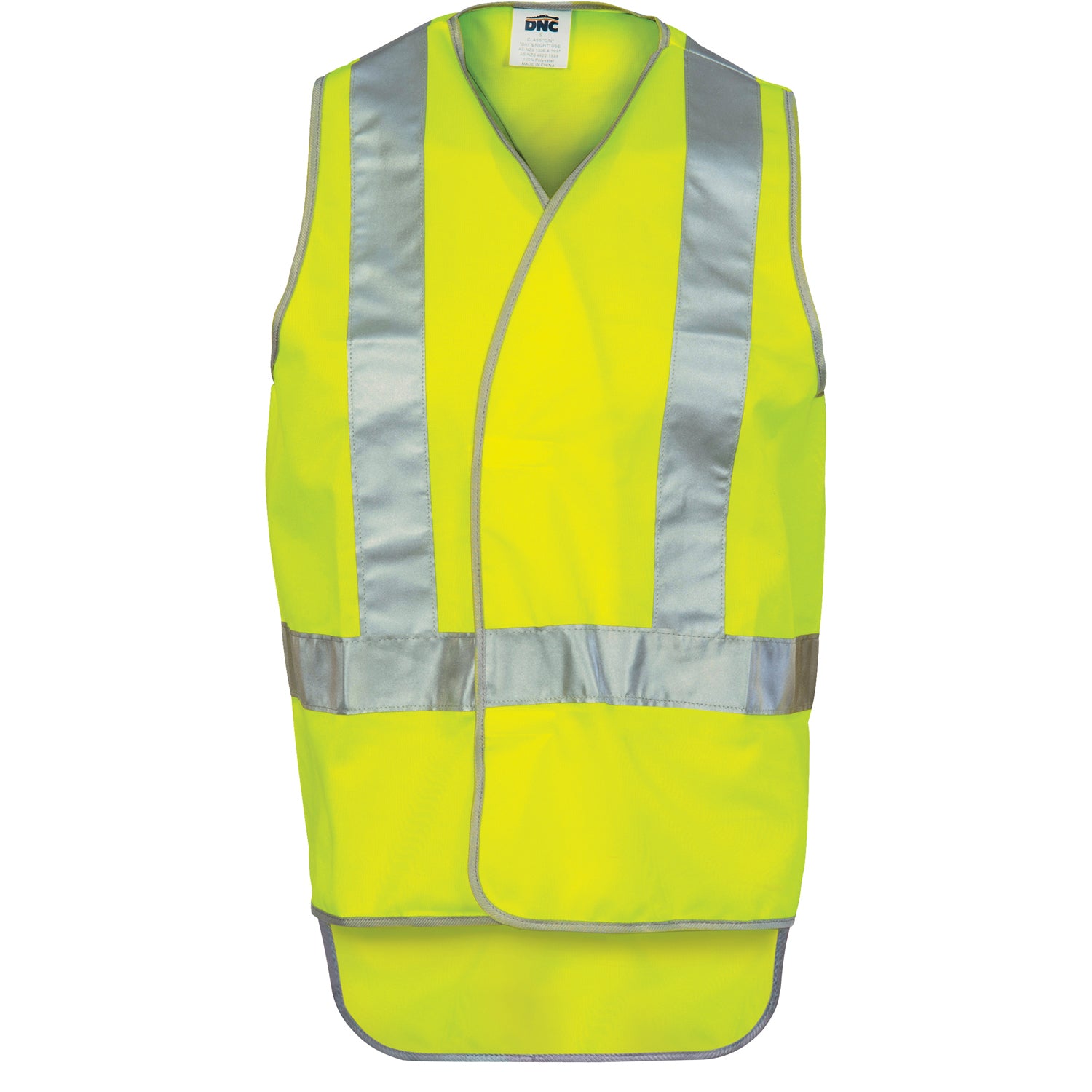 Day/Night "X" Back Safety Vests with Tail - Yellow