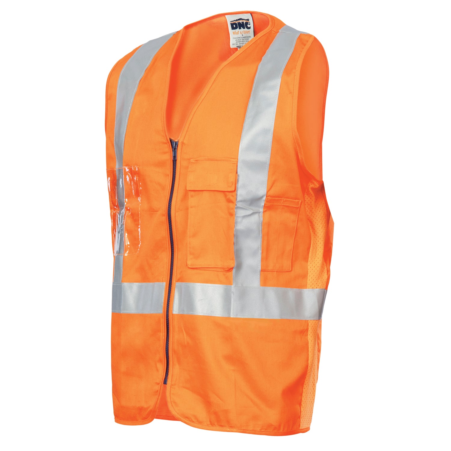 Day/Night "X" Back Cotton Safety Vest with CSR R/Tape - Rail Orange
