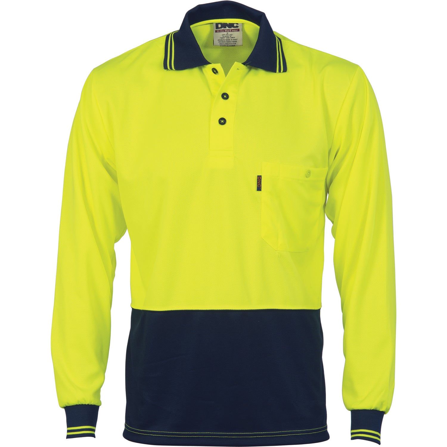 HiVis Two Tone Cool Breathe Polo Shirt - Long Sleeve