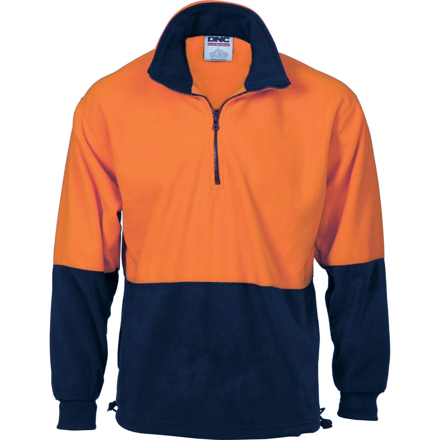 HiVis Two Tone 1/2 Zip Polar Fleece - Orange/Navy
