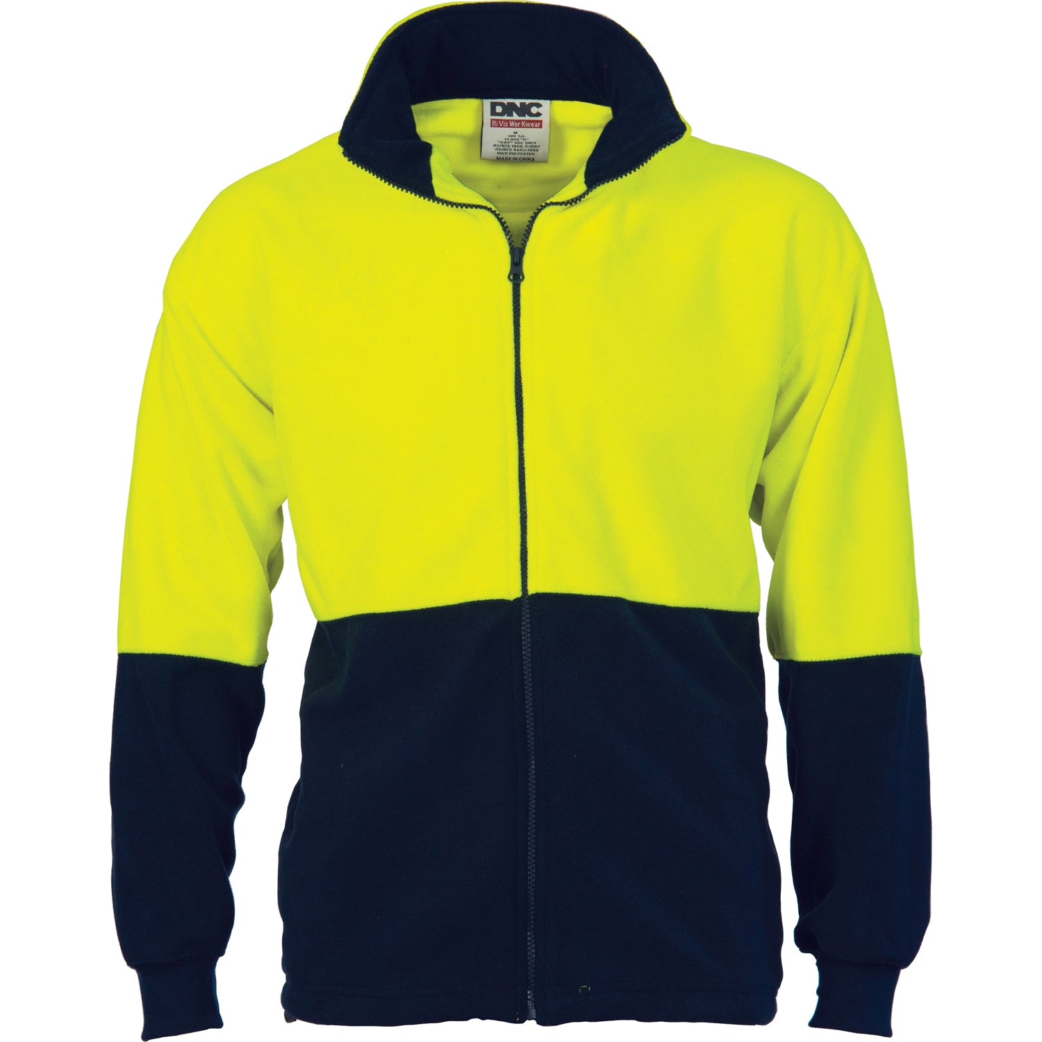 HiVis Two Tone Full Zip Polar Fleece - Yellow/Navy