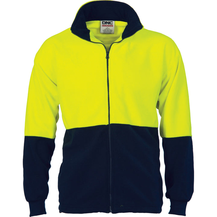 HiVis Two Tone Full Zip Polar Fleece - Yellow/Navy