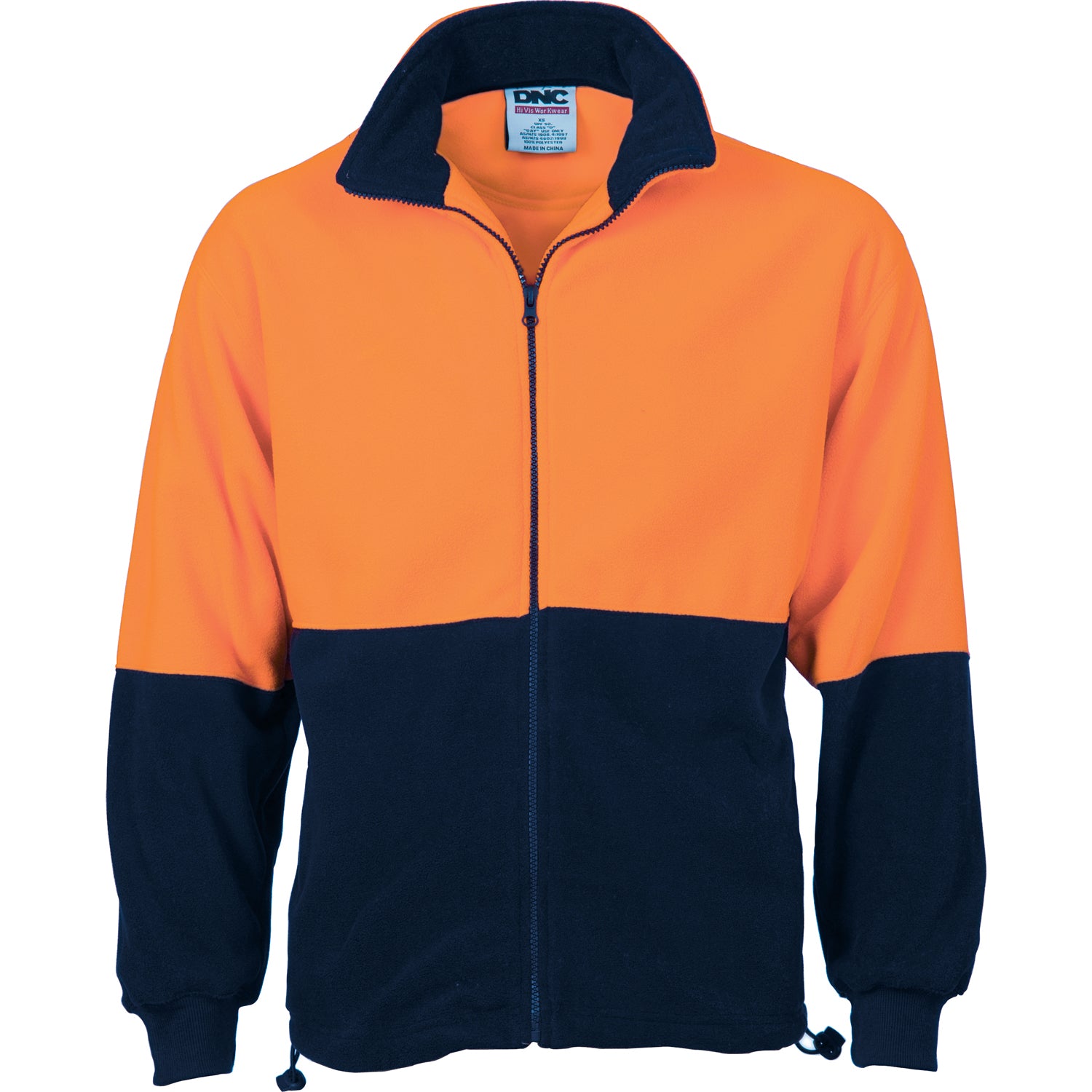 HiVis Two Tone Full Zip Polar Fleece - Orange/Navy
