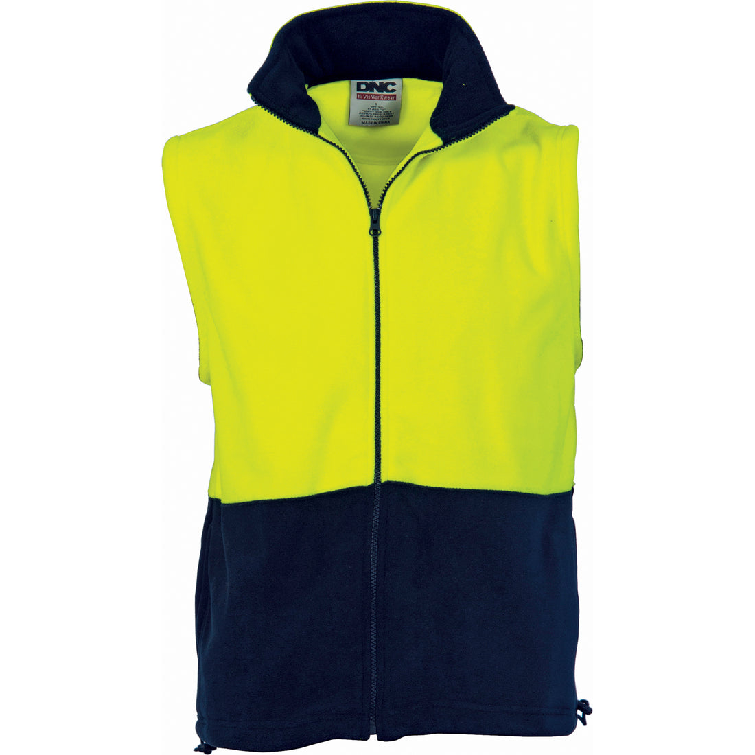 HiVis Two Tone Full Zip Polar Fleece Vest - Yellow/Navy