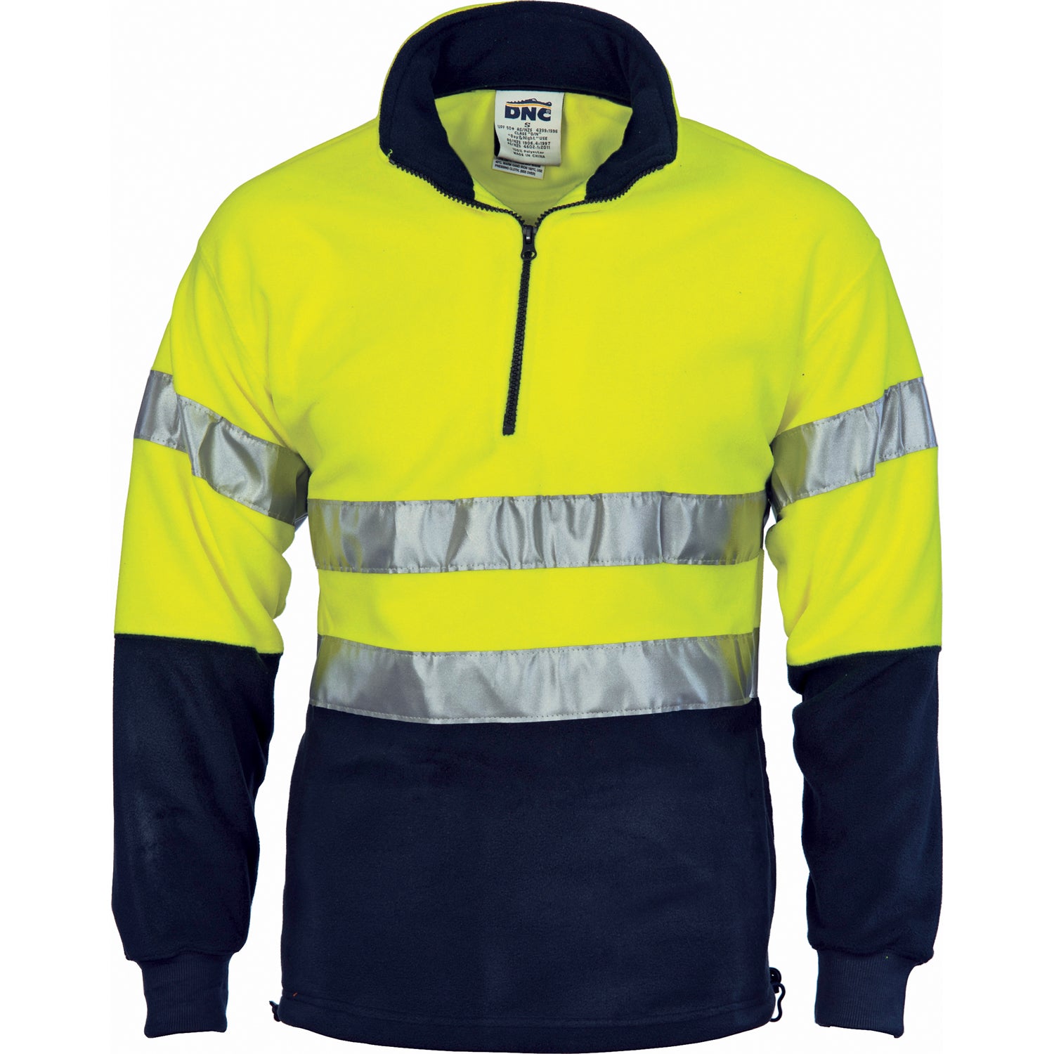 HiVis Two Tone 1/2 Zip Polar Fleece with CSR R/Tape - Yellow/Navy