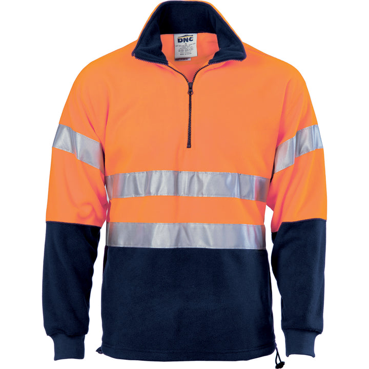 HiVis Two Tone 1/2 Zip Polar Fleece with CSR R/Tape - Orange/Navy