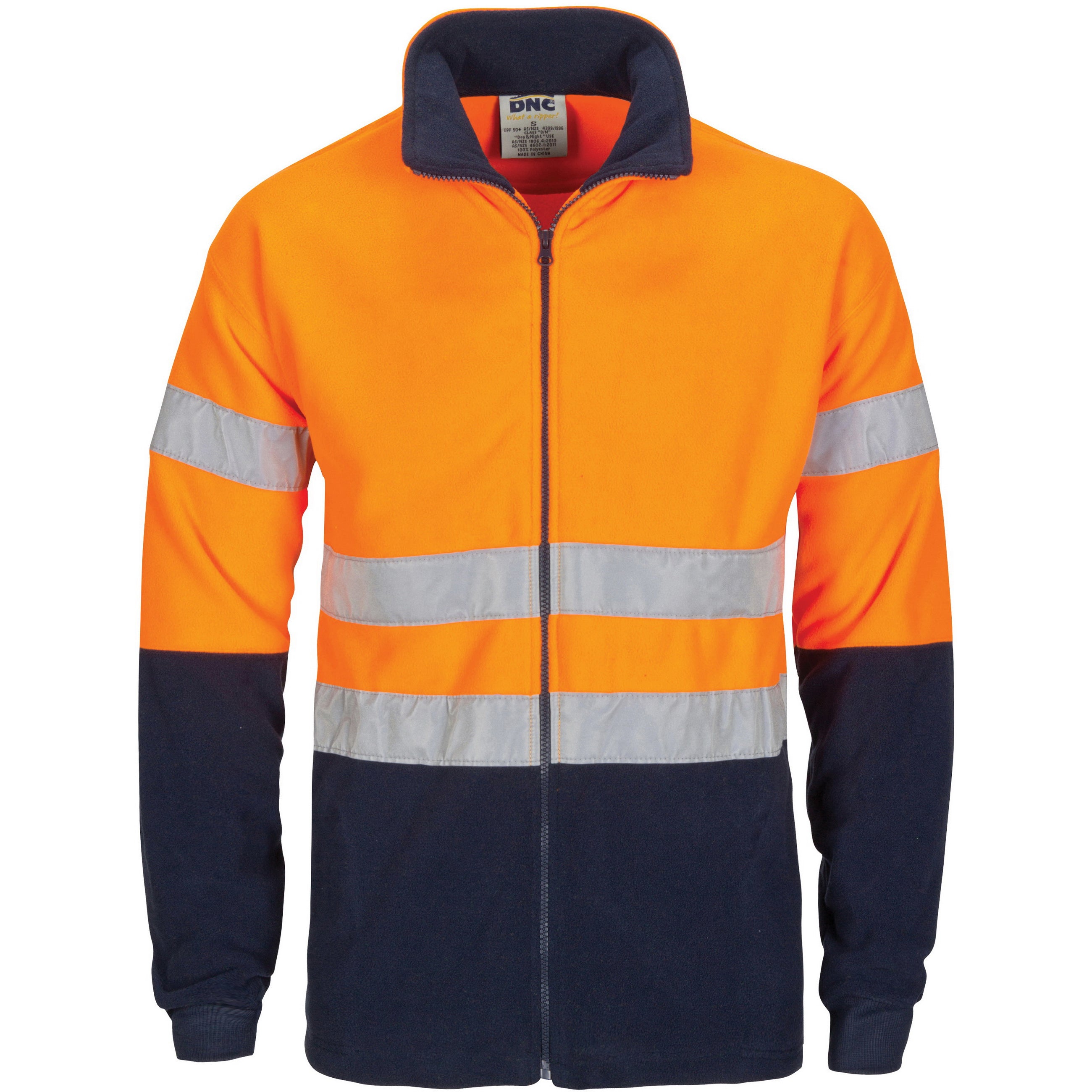 HiVis two tone full zip polar fleece with CSR R/Tape - Orange/Navy