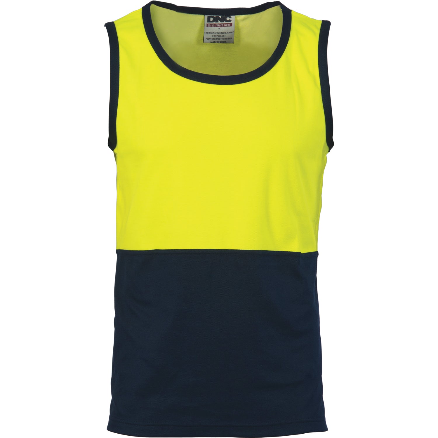 Cotton Back Two Tone Singlet - Yellow/Navy