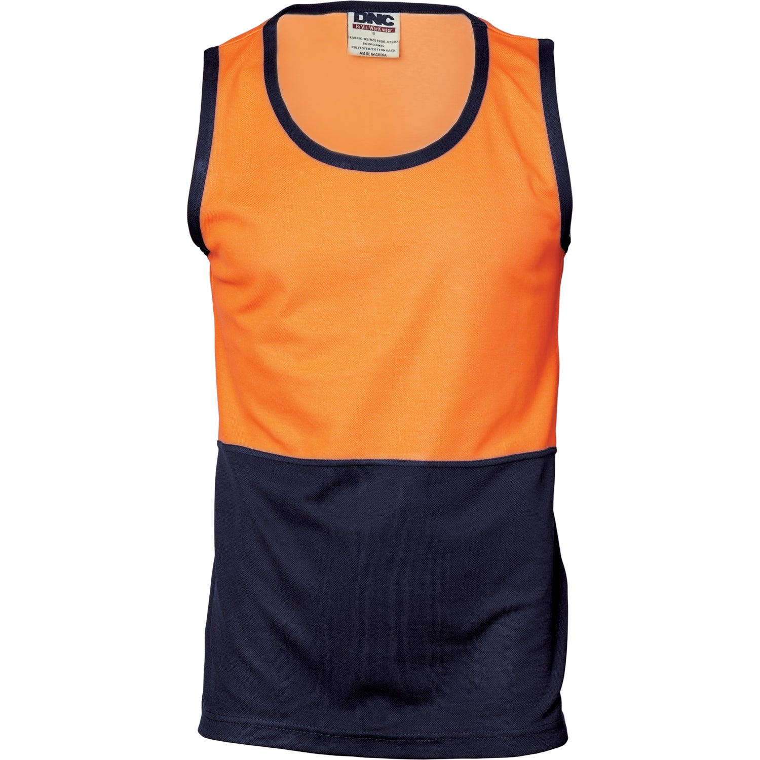 Cotton Back Two Tone Singlet - Orange/Navy
