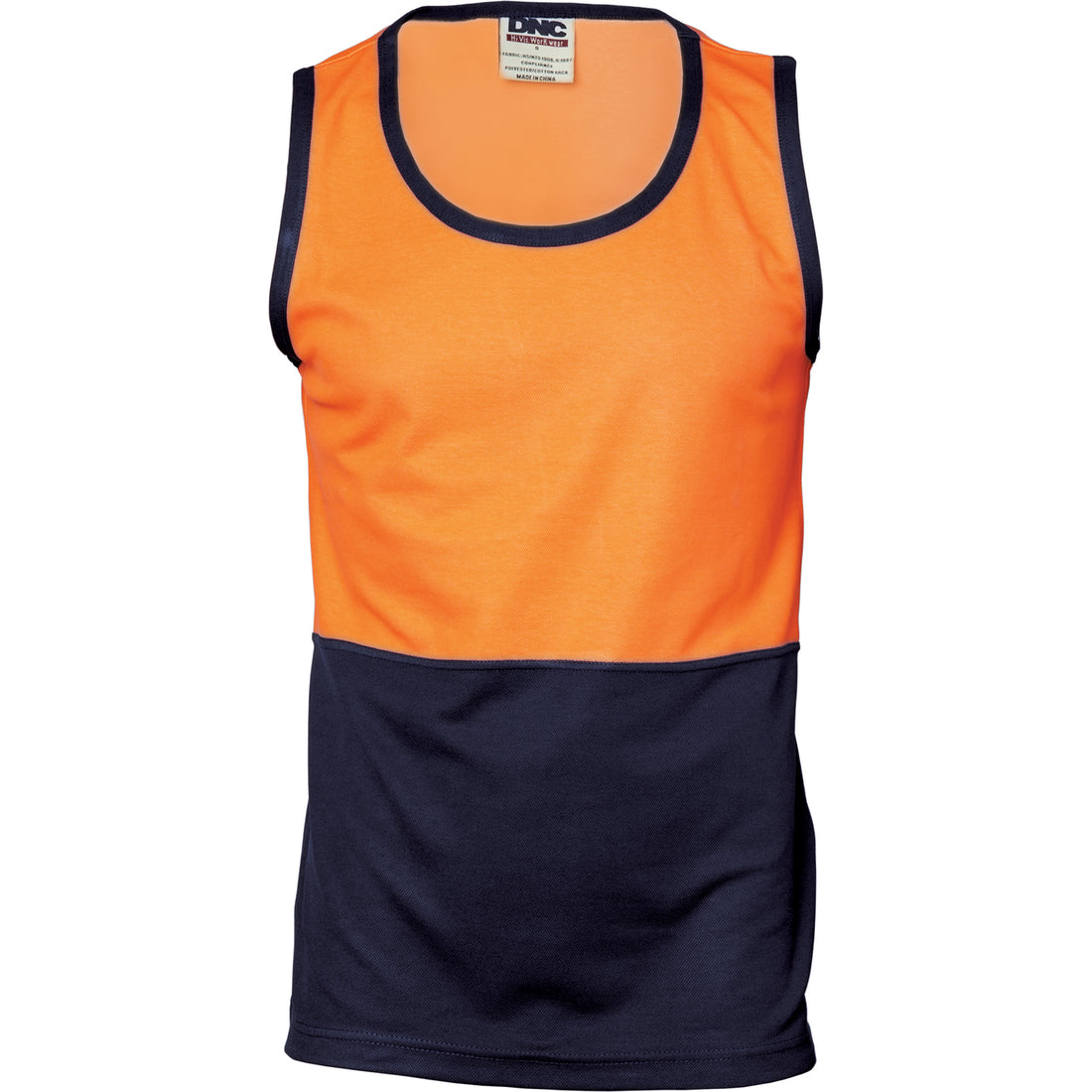 Cotton Back Two Tone Singlet - Orange/Navy