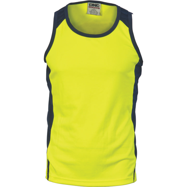 Cool Breathe Action Singlet - Yellow/Navy