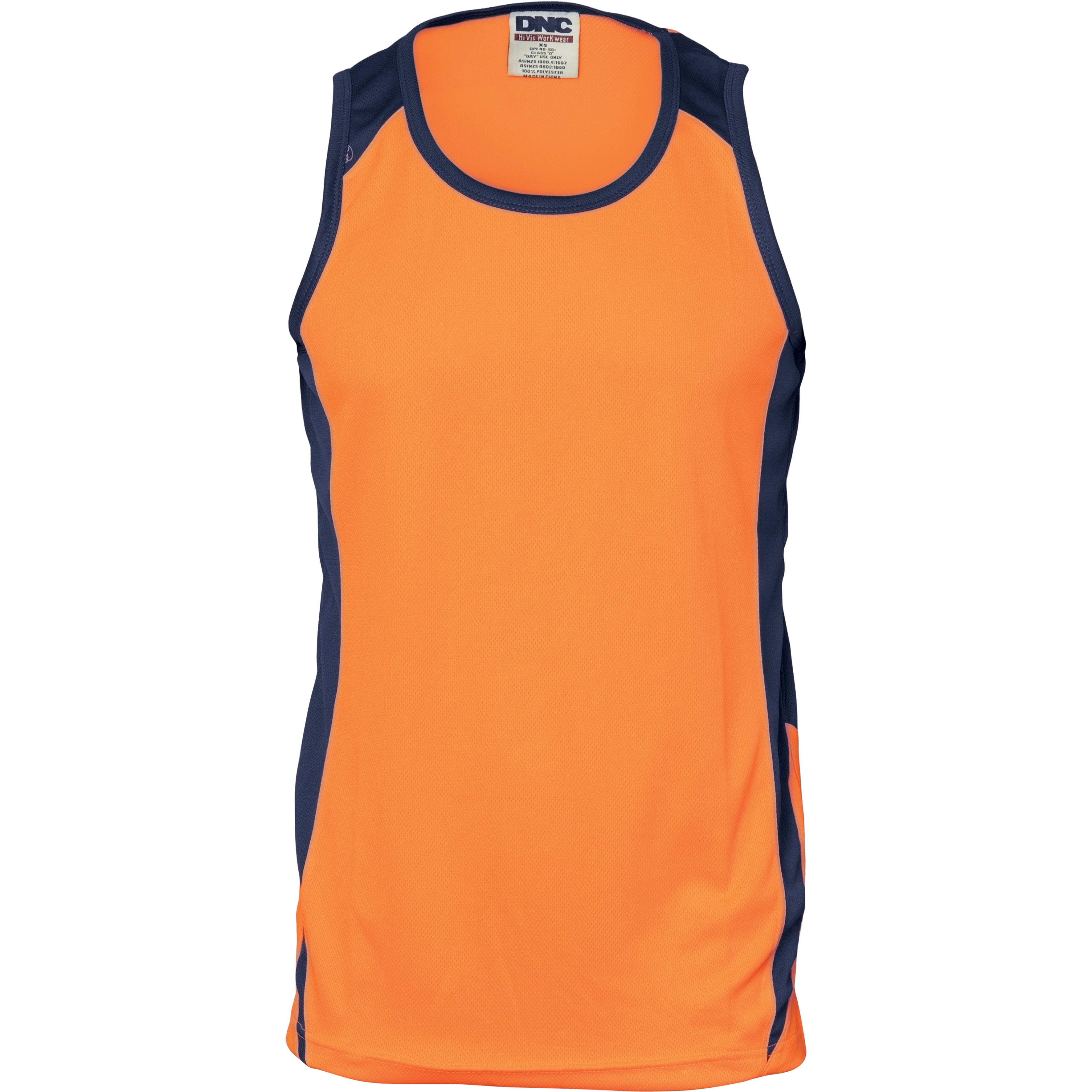 Cool Breathe Action Singlet - Orange/Navy
