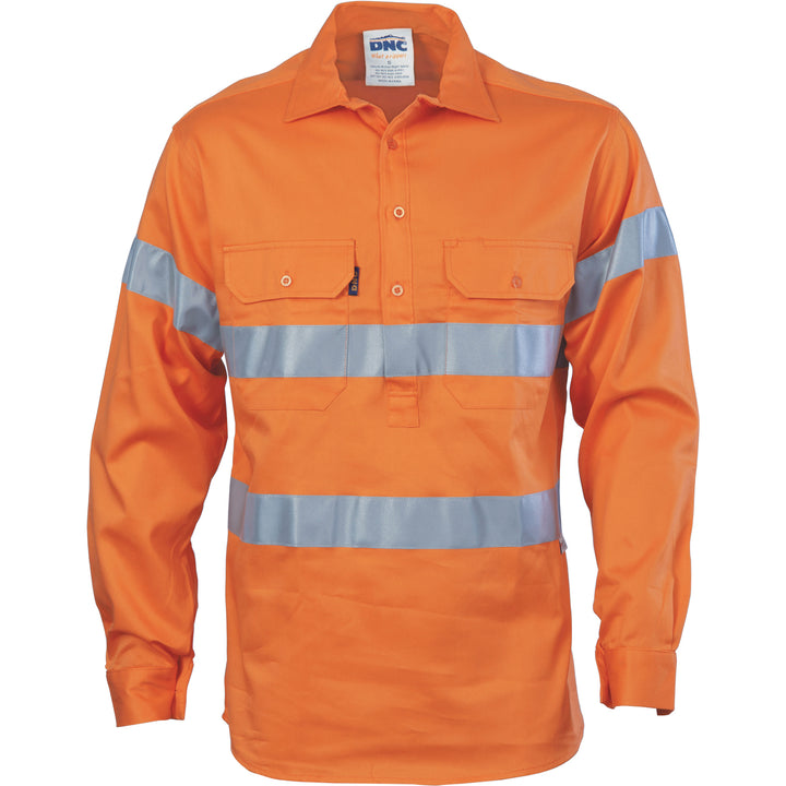 HiVis Close Front Cotton Drill Shirt with CSR R/Tape - Orange