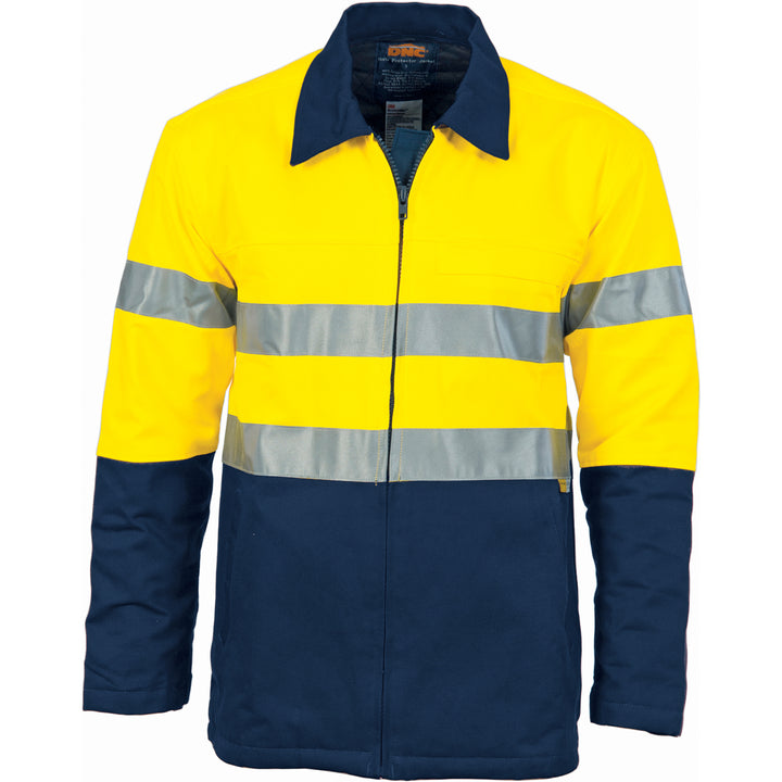 HiVis Two Tone Protector Drill Jacket with CSR R/Tape - Yellow/Navy