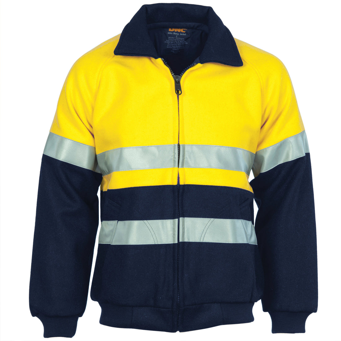 HiVis Two Tone Bluey Bomber Jacket with CSR R/Tape - Yellow/Navy