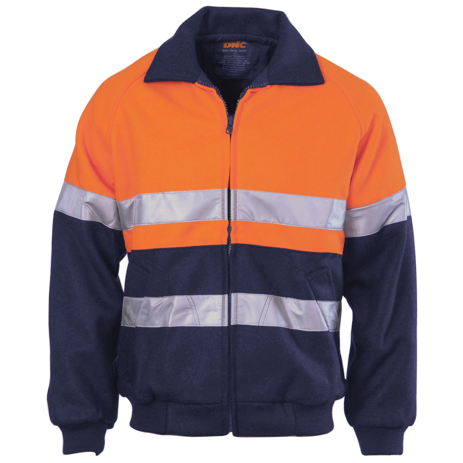 HiVis Two Tone Bluey Bomber Jacket with CSR R/Tape - Orange/Navy