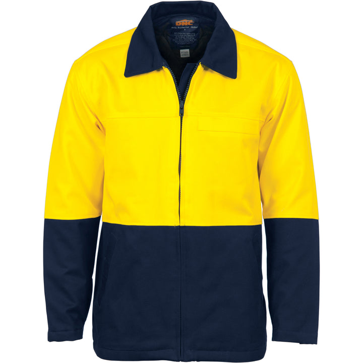 HiVis Two Tone Protector Drill Jacket - Yellow/Navy