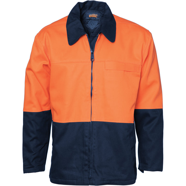 HiVis Two Tone Protector Drill Jacket - Orange/Navy