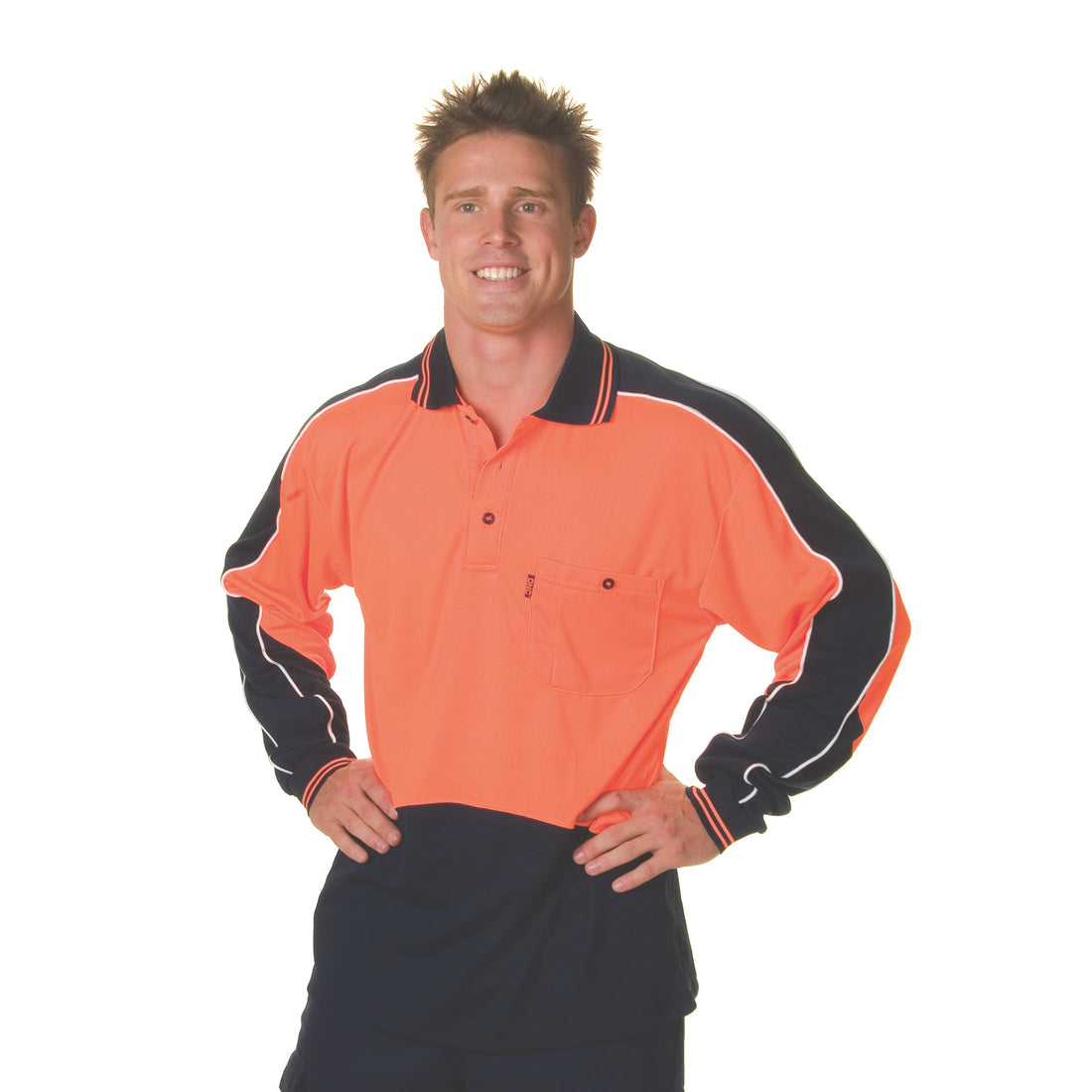 HiVis Cool-Breathe Panel Polo Shirt - Long Sleeve