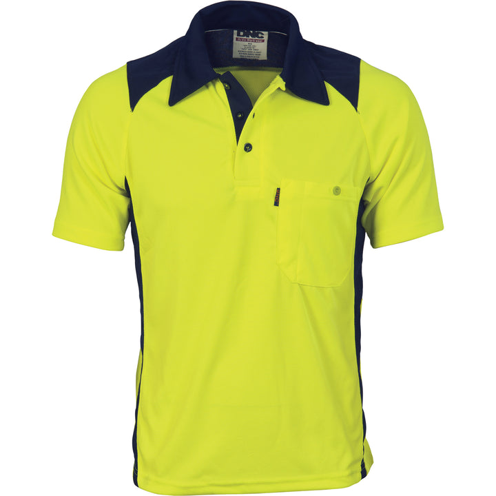 Cool-Breathe Action Polo Shirt - Short Sleeve - Yellow/Navy