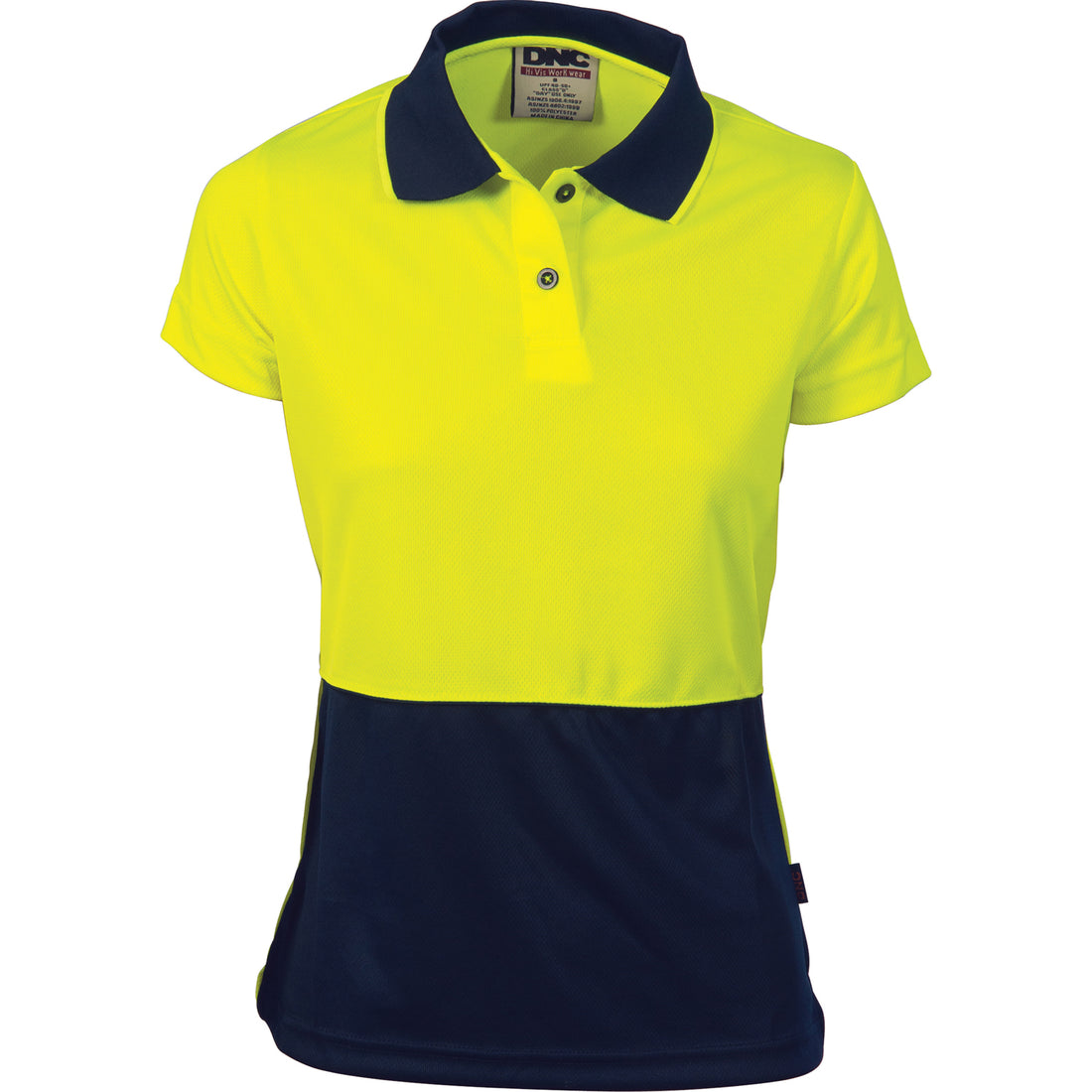 Ladies HiVis Two Tone Polo - Short Sleeve - Yellow/Navy
