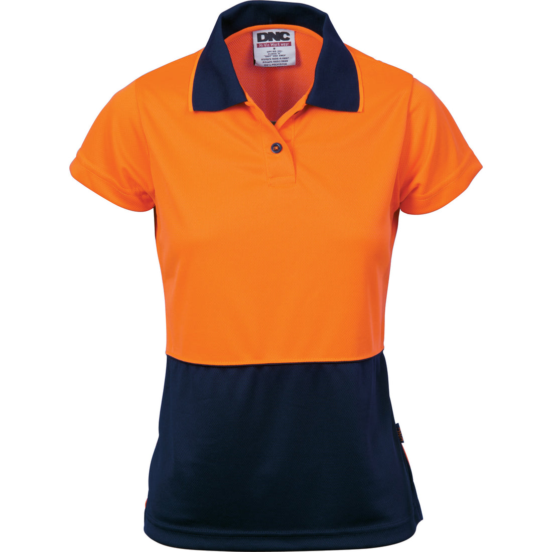 Ladies HiVis Two Tone Polo - Short Sleeve - Orange/Navy