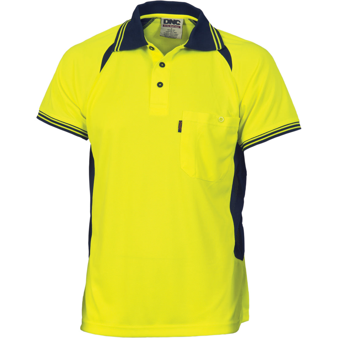 Cool-Breeze Contrast Mesh Polo - short sleeve - Yellow/Navy