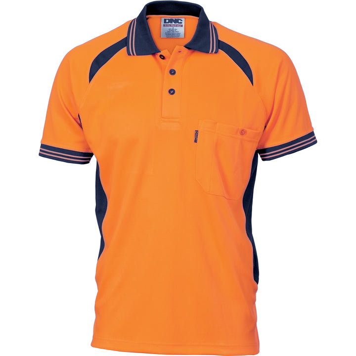 Cool-Breeze Contrast Mesh Polo - short sleeve - Orange/Navy