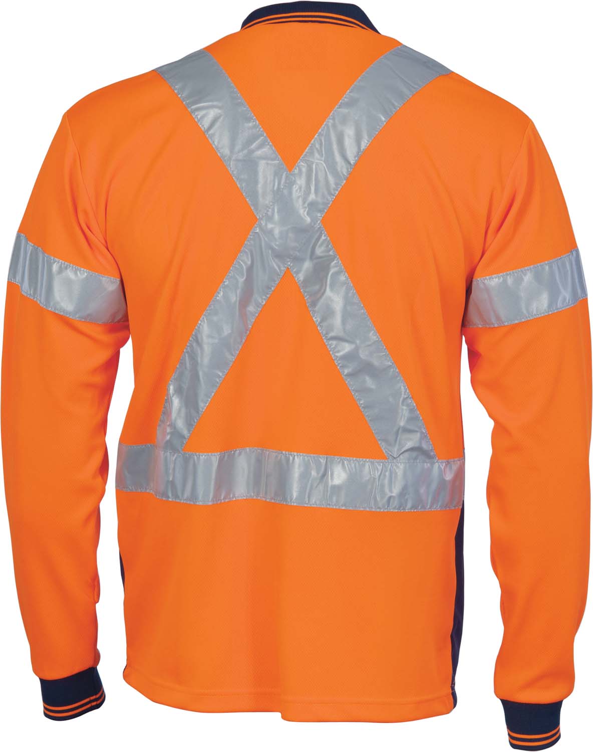 HiVis D/N Cool-Breathe Polo Shirt "X" Back CSR R/Tape - Long Sleeve