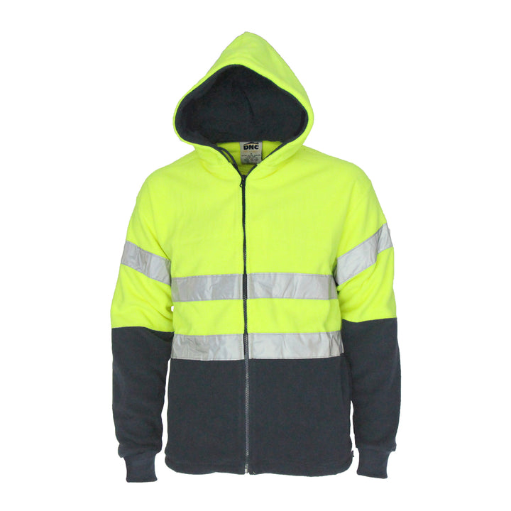 Hivis full zip polar fleece hoodie with CSR R/tape