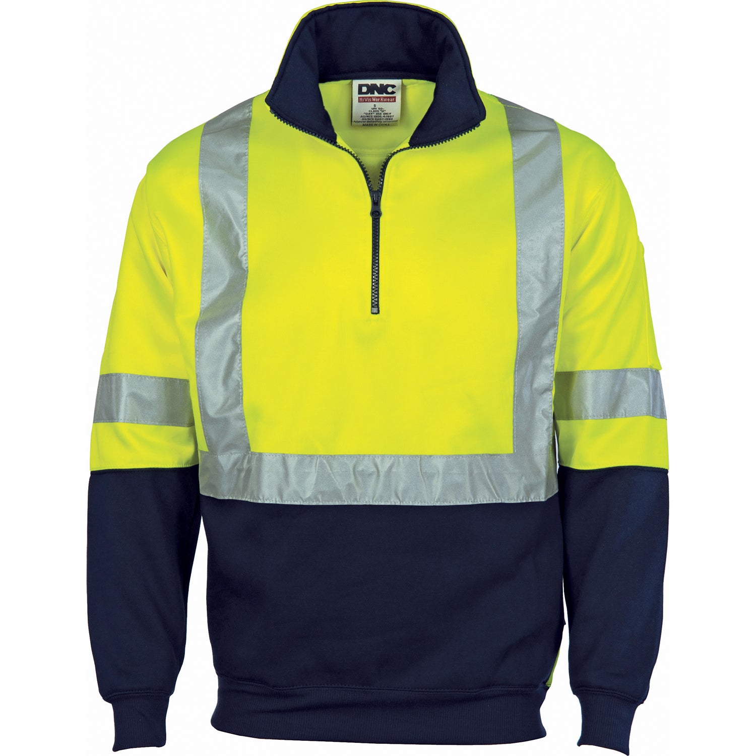 HiVis "X" Back D/N Two Tone 1/2 Zip Fleecy - Yellow/Navy