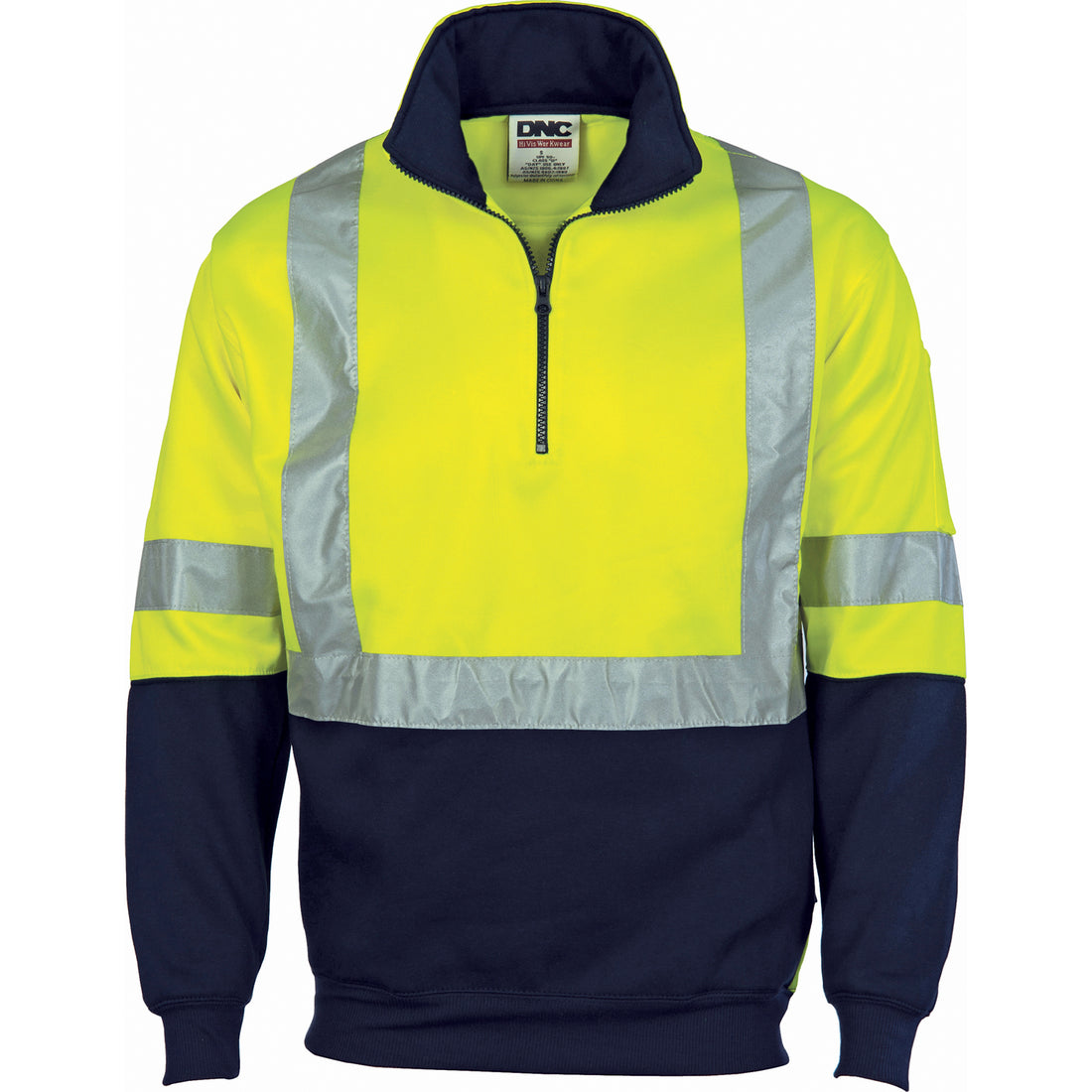 HiVis "X" Back D/N Two Tone 1/2 Zip Fleecy - Yellow/Navy