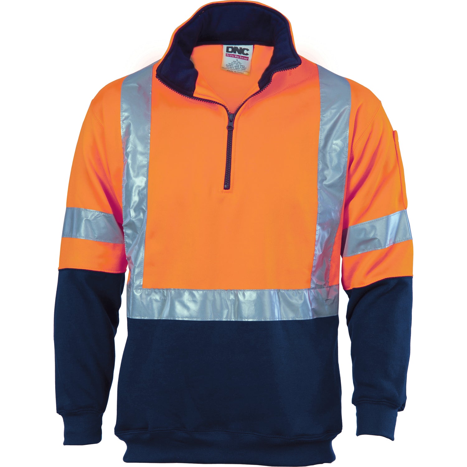 HiVis "X" Back D/N Two Tone 1/2 Zip Fleecy - Orange/Navy