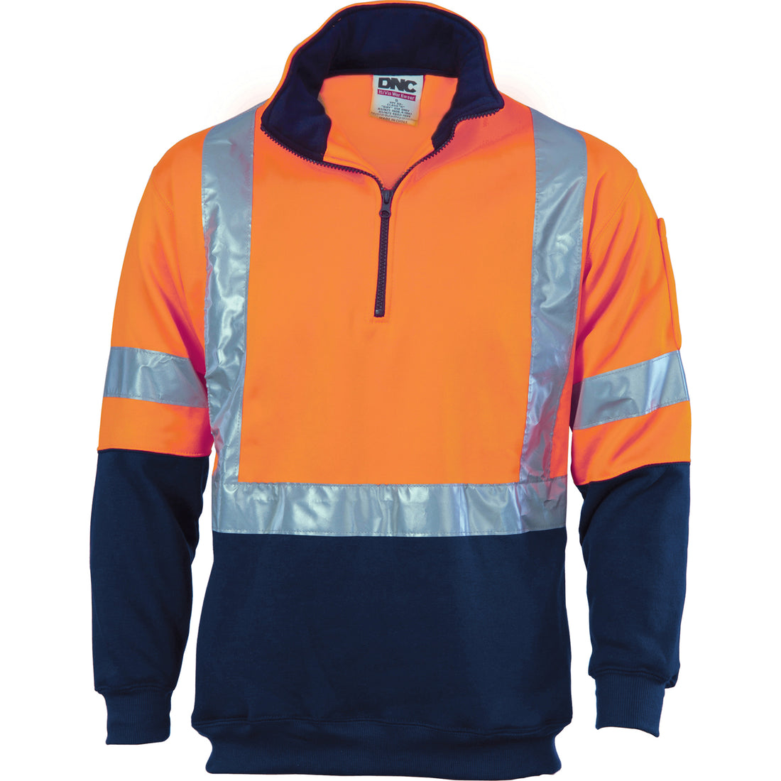 HiVis "X" Back D/N Two Tone 1/2 Zip Fleecy - Orange/Navy