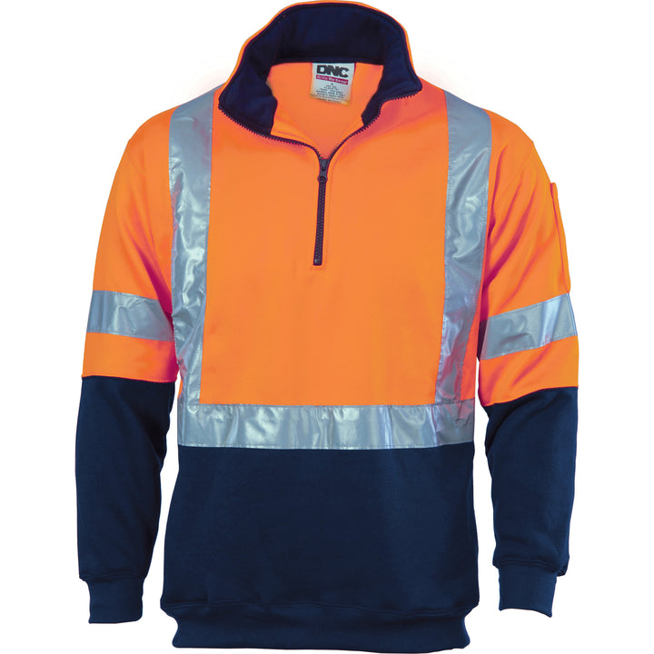 HiVis 1/2 Zip Fleecy with "X" Back & Additional CSR R/Tape on Tail - Orange/Navy
