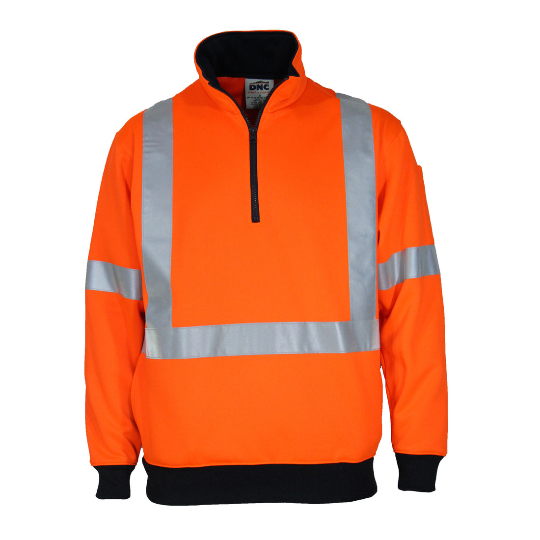 HiVis 1/2 Zip "X" Back Fleecy Jumper - Orange