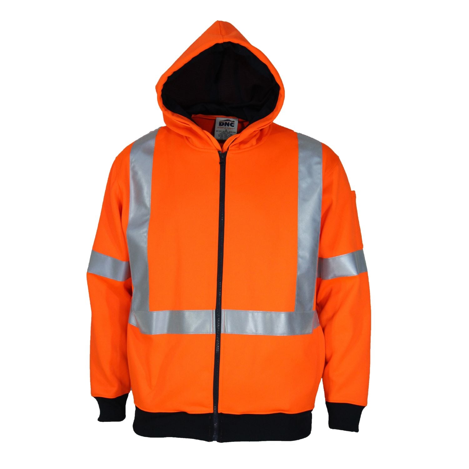 HiVis Full Zip “X” Back Fleecy Hoodie - Orange